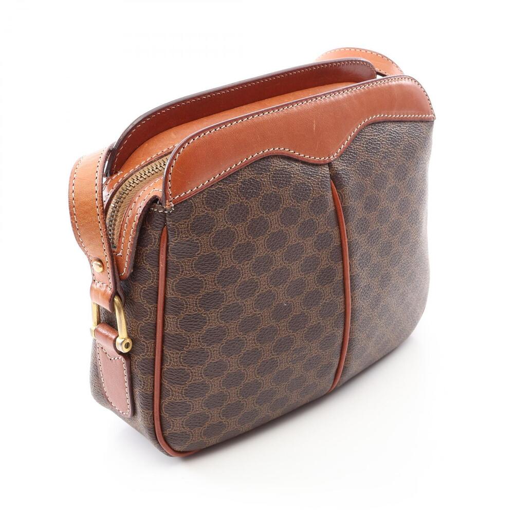 Celine Bag Leather Macadam Brown Shoulder Canvas Brown